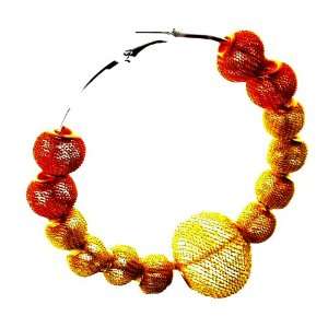   Wives Hoop Earrings and Orange and Golden Mesh Balls 