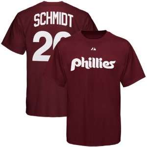   Mike Schmidt Youth Maroon Cooperstown Players T shirt (Medium) Sports