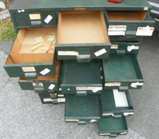   Antique 27 Drawer Cupboard Green 1940s Cabinet 37x30x17  