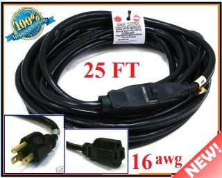 16AWG Power Extension Cord Cable   SJT 16/3C NEMA 5 15P TO NEMA 5 15R 