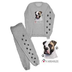 American Bulldog Sweatshirt and Sweatpants I Love My Bull dog S, M, L 