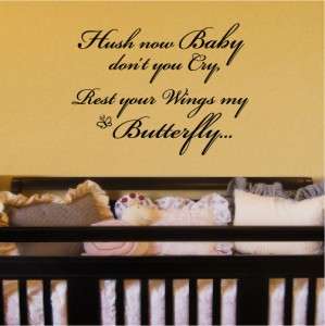 Hush Baby Dont Cry Wall Art Sayings Vinyl Lettering  