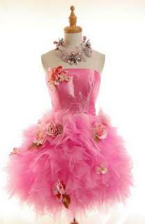 Cholle Romanic Fairy Tulle Prom Formal Dress Pink M L  