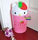 Hello Kitty 12 Height Trash Can Waste Garbage Bin Strawberry Style 