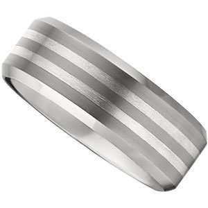   3mm Dura Tungsten Beveled Band with Sterling Silver Inlays Jewelry