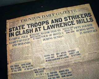 LAWRENCE MA Textile Strike Bread & Roses 1912 Newspaper  
