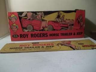 RARE 1957 ROY ROGERS HORSE TRAILER & JEEP IDEAL TOY IN BOX VINTAGE 