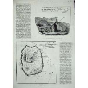  1880 Plan Island Amsterdam Huts South Indian Ocean