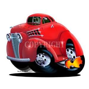  24 DB 1937 Chevrolet Coupe Turbo Fire Cartoon Car Wall 