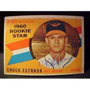 Chuck Estrada Baltimore Orioles #126 1960 Topps Autographed Baseball 