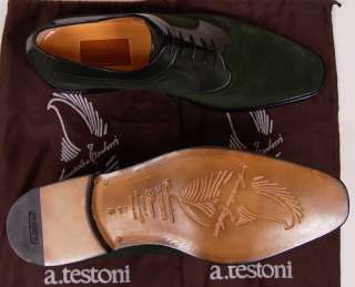   2155 DK GREEN SUEDE/LEATHER HANDMADE OXFORD 11.5 44.5e NEW  