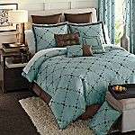 Tobianna QUEEN Comforter Set NEW BROWN/BLUE 10 PC  