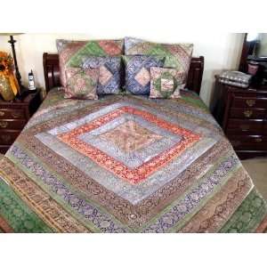  Vintage India Sari Decor Coverlet Bedspread Bedding