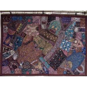 Chocolate Vintage Sari Wall Hanging Tapestry Throw 90 