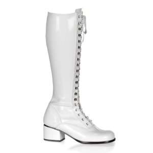  60s Retro White Lace Front Fancy Dress Boots Size US 11 