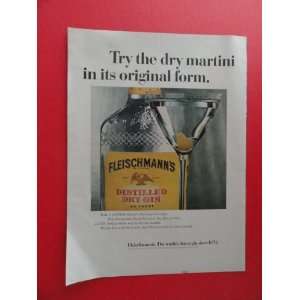  Fleischmanns dry gin, 1969 Print Ad. (bottle and glass 