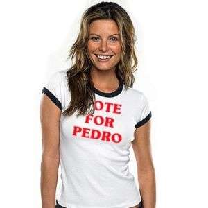 VOTE FOR PEDRO gosh girl funny ringer T Shirt M WOMEN  