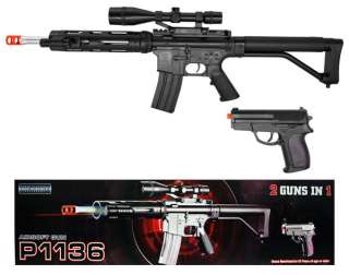   RIS M4 M16 M1 Airsoft Spring Sniper Assault Rifle + (2X) P698 Pistol