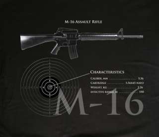   NEW T SHIRT M16 ASSAULT RIFLE USA ARMY GUN 100% COTTON AK 47, MILITARY
