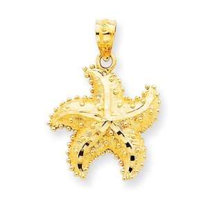  14k Satin Diamond Cut Starfish Pendant West Coast Jewelry 