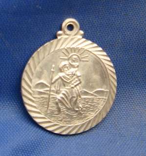 Vintage Sterling Silver ST CHRISTOPHER Charm Medal marked SILVER 