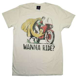   Robin DC Comics Wanna Ride Vintage Style Junk Food T Shirt Tee  