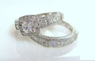 Antique Style Princess Cut Cz Wedding Ring Set 5 6 7 8 9  