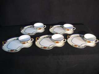 Vintage Noritake China Gold Trim Set 5 Cup Snack Plates  