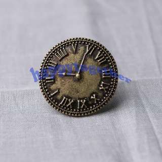 New Vintage Watch Shape Style Round Circle Finger Ring Adjustable 