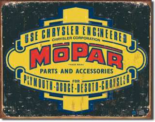 MOPAR PARTS Logo Desoto Plymouth Dodge Dealer Tin Sign  