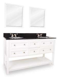 60 Alder White Double Bathroom Vanity w/ Top & Bowl  