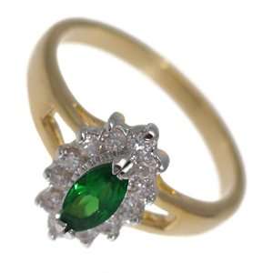  Verta Gold Rhodium Plated Emerald CZ Dress Ring sz N 