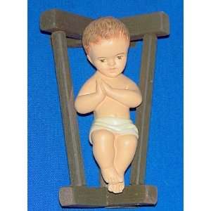  Resin figure of BABY JESUS with wooden Cradle   small 