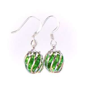  Recycled Vintage Beer Bottle Green Cage Earrings Jewelry