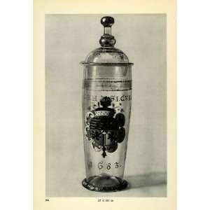  Print Antique 1683 Armorial German Coat Arms Glass Cocktail Shaker 