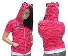 New JESSICA LOUISE S/S Pink Tiger Zip Hoodie w/ Ears M
