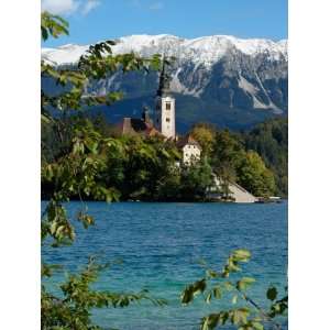 Bled Island and Julian Alps, Lake Bled, Slovenia Premium Photographic 