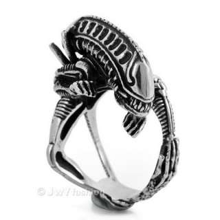   12 MEN Silver Steel Stainless Alien Skull Heavy Ring ve388  