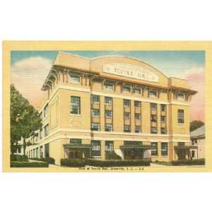   Vintage Postcard   View of Textile Hall   Greenville South Carolina