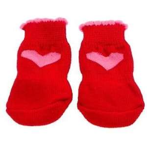  Dog Socks Red/Pink Heart Large 