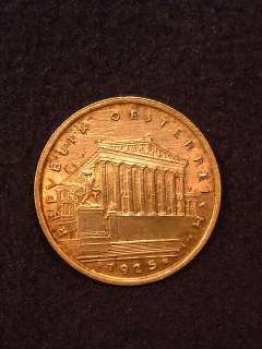Austria 1925 Ein Schilling silver coin. Beautiful detail. Uncirculated 