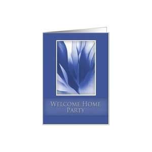  Welcome Home Party Invitation, Blue Abstract on Blue Background 