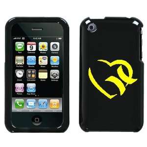 APPLE IPHONE 3G 3GS YELLOW HURLEY HEART ON A BLACK HARD CASE COVER