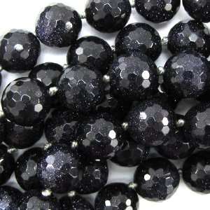  14mm faceted blue goldstone round beads 7 strand 9 pcs 