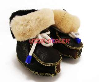 WOOL BABY SHEEPSKIN SLIPPERS BOOTS 100% PURE 5 US NEW  