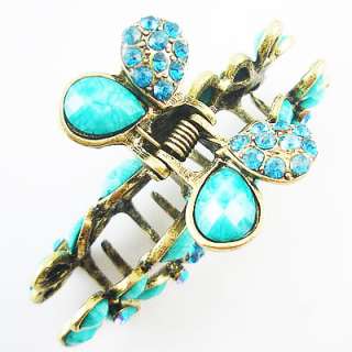 Blue Turquoise flower hair pin clip claw comb HC39A  