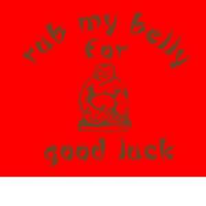 Red  Rub my belly for good luck  Dog Tank Top by Ruff Ruff & Meow 