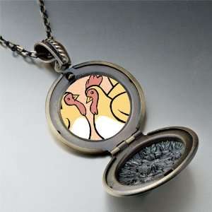 French Hens Photo Storybook Pendant Necklace