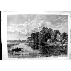  1863 FINE ART GOSLING SUMMER RIVER THAMES BOATS LONDON 