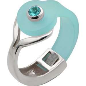  AQUA CZ Bioplast Silver Infusion Band Ring Jewelry